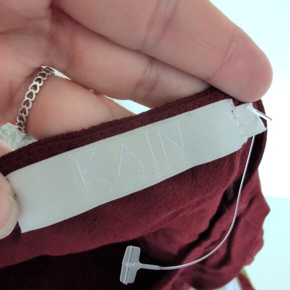 Kain Label Burgundy Rayon Made in USA Cinch Waist Mini Dress - Size Large - Picture 6 of 8